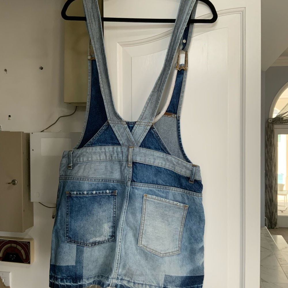 Patchwork Blues Mini Overall Dress - image 2